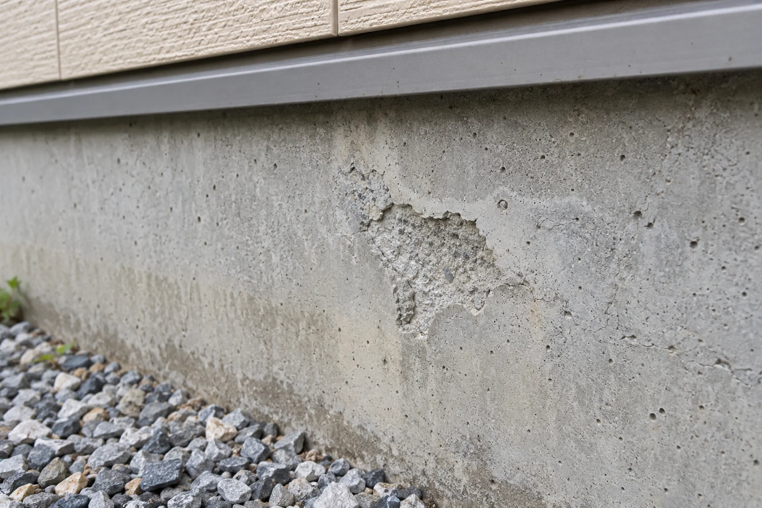 住宅の基礎表面の一部が欠けているイメージ