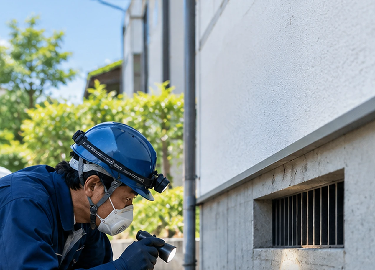 住宅の基礎まわりを確認する作業風景のイメージ